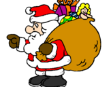 Disegno Babbo Natale e il suo sacco di regali  pitturato su Federica