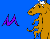 Disegno Unicorno  pitturato su luca