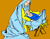 Disegno Nascita di Gesù Bambino pitturato su giulia b