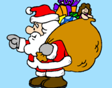Disegno Babbo Natale e il suo sacco di regali  pitturato su Francy