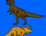 Disegno Triceratops e Tyrannosaurus Rex pitturato su gabriele