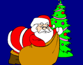 Disegno Babbo Natale che consegna i regali pitturato su MIRIAM