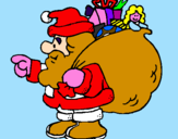 Disegno Babbo Natale e il suo sacco di regali  pitturato su emma