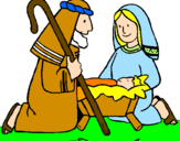 Disegno Adorano Gesù Bambino  pitturato su toki6
