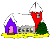 Disegno Casa pitturato su simone