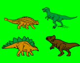 Disegno Dinosauri di terra  pitturato su vittorio