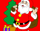 Disegno Babbo Natale con lalbero di Natale pitturato su jennie