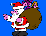 Disegno Babbo Natale e il suo sacco di regali  pitturato su noemi