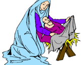Disegno Nascita di Gesù Bambino pitturato su esmeralda