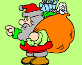 Disegno Babbo Natale e il suo sacco di regali  pitturato su  norby