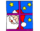Disegno Babbo Natale pitturato su lorenza   f