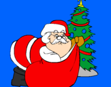 Disegno Babbo Natale che consegna i regali pitturato su babagjyshi