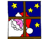 Disegno Babbo Natale pitturato su merry christian