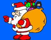 Disegno Babbo Natale e il suo sacco di regali  pitturato su emil