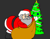 Disegno Babbo Natale che consegna i regali pitturato su ALICE S