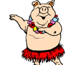 Disegno Maialino hawaiano  pitturato su pig
