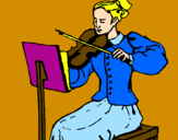 Disegno Dama violinista  pitturato su ARIANNA