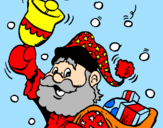 Disegno Babbo Natale con la sua campana  pitturato su noemi