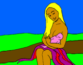 Disegno Madre e figlio  pitturato su anna2