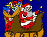 Disegno Babbo Natale alla guida della sua slitta pitturato su  norby