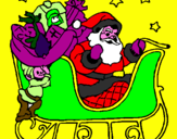 Disegno Babbo Natale alla guida della sua slitta pitturato su mario1