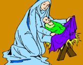 Disegno Nascita di Gesù Bambino pitturato su elisa