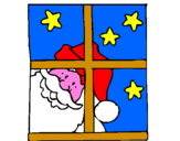 Disegno Babbo Natale pitturato su isuccia