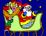 Disegno Babbo Natale alla guida della sua slitta pitturato su MIRIAM