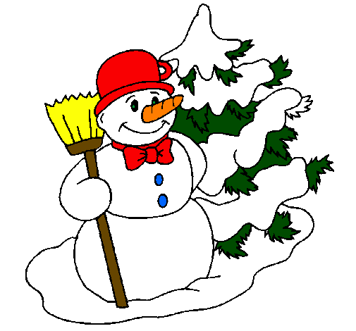 Disegno Pupazzo Di Neve E Albero Di Natale Colorato Da