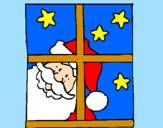 Disegno Babbo Natale pitturato su Stellina
