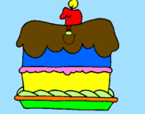 Disegno Torta di compleanno  pitturato su toki13