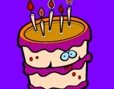 Disegno Torta di compleanno 2 pitturato su PICCIOO