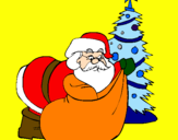 Disegno Babbo Natale che consegna i regali pitturato su edosupergasato