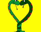 Disegno Serpenti innamorati  pitturato su serpente