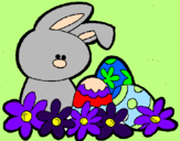 Disegno Coniglietto di Pasqua  pitturato su Gaia