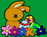 Disegno Coniglietto di Pasqua  pitturato su maxell