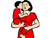 Disegno Bacio materno  pitturato su ANREA