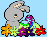 Disegno Coniglietto di Pasqua  pitturato su CARMEN