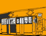 Disegno Tram con passeggeri  pitturato su christian