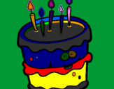 Disegno Torta di compleanno 2 pitturato su giulia