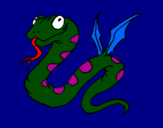Disegno Serpente con le ali  pitturato su giuseppe
