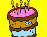 Disegno Torta di compleanno 2 pitturato su torta