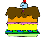 Disegno Torta di compleanno  pitturato su Livia