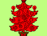 Disegno Albero di Natale con le candeline pitturato su giorgia