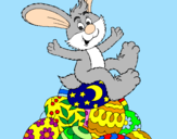 Disegno Coniglio di Pasqua pitturato su Ester