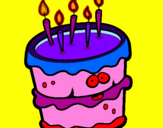 Disegno Torta di compleanno 2 pitturato su carla