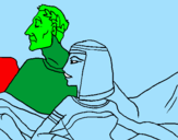 Disegno Cesare e Cleopatra  pitturato su furio