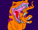Disegno Velociraptor  II pitturato su carnotauro