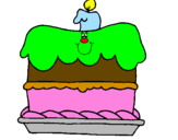 Disegno Torta di compleanno  pitturato su torta
