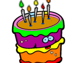 Disegno Torta di compleanno 2 pitturato su GIADA